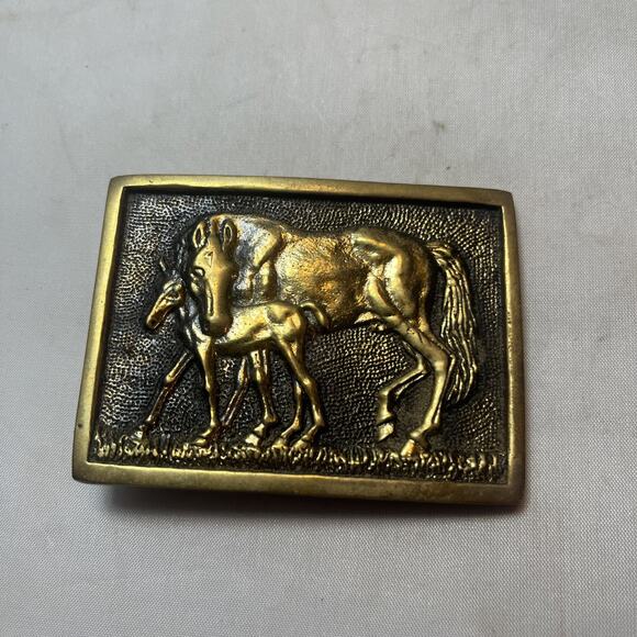 BTS Other - BTS • Horse and Colt Solid Brass Belt Buckle U.S.A. 1978 3.25 x 2.25"